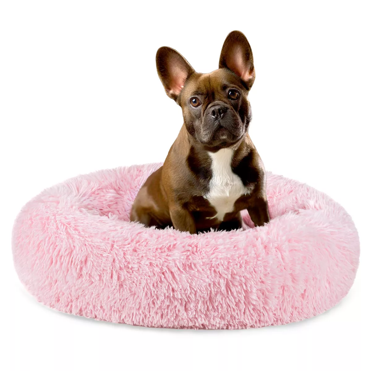 Petami Calming Dog Bed for Puppy Cat Kitten, round Washable Pet Bed, anti Anxiety Cuddler, Fluffy Plush Circular Donut Bed