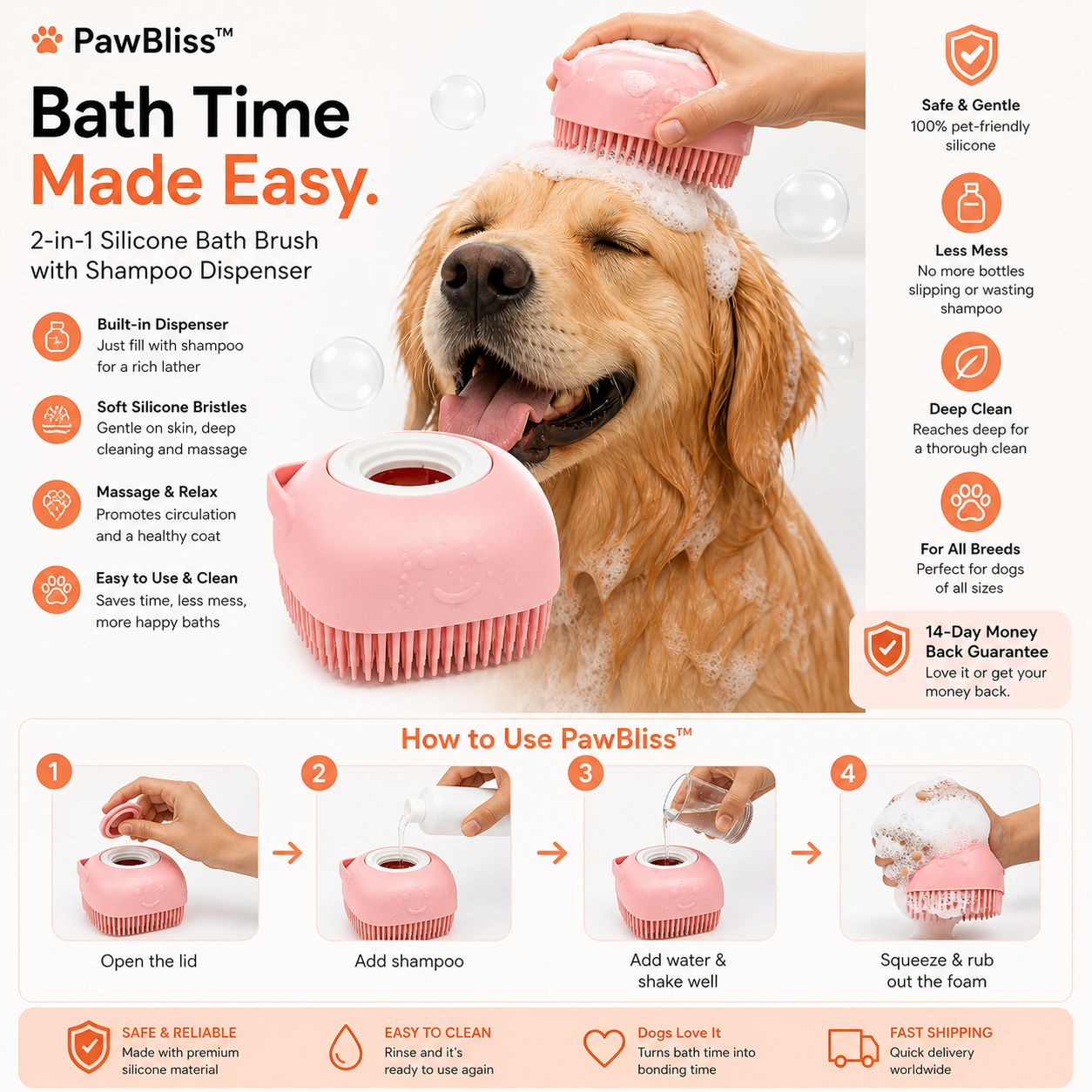 PawBliss™ Bath Brush 🐾