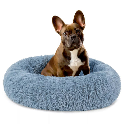 Petami Calming Dog Bed for Puppy Cat Kitten, round Washable Pet Bed, anti Anxiety Cuddler, Fluffy Plush Circular Donut Bed