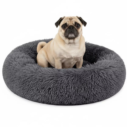 Petami Calming Dog Bed for Puppy Cat Kitten, round Washable Pet Bed, anti Anxiety Cuddler, Fluffy Plush Circular Donut Bed
