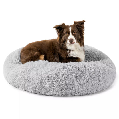 Petami Calming Dog Bed for Puppy Cat Kitten, round Washable Pet Bed, anti Anxiety Cuddler, Fluffy Plush Circular Donut Bed